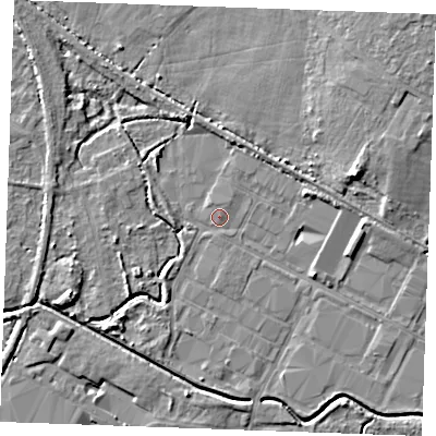 Shaded relief map of the ground around PE304JP, computed from Environment Agency LiDAR. The ground here sits at about 3 m above sea level and falls 7 m across the surrounding 800 m. Surface water reaching this point runs off ground lying to the south-south-west, 1.6 m higher.