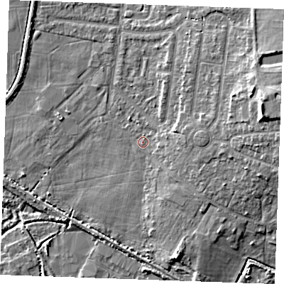 Shaded relief map of the ground around PE304QQ, computed from Environment Agency LiDAR. The ground here sits at about 3 m above sea level and falls 12 m across the surrounding 800 m. Surface water reaching this point runs off ground lying to the east, 3.0 m higher.
