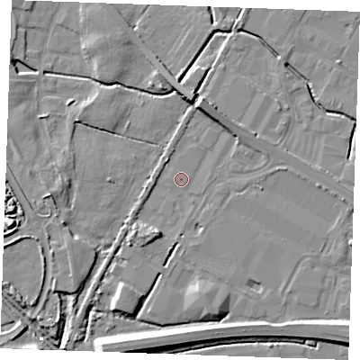 Shaded relief map of the ground around PE304YN, computed from Environment Agency LiDAR. The ground here sits at about 3 m above sea level and falls 12 m across the surrounding 800 m. Surface water reaching this point runs off ground lying to the south-south-west, 4.5 m higher.