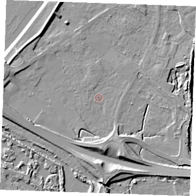 Shaded relief map of the ground around PE305LF, computed from Environment Agency LiDAR. The ground here sits at about 3 m above sea level and falls 10 m across the surrounding 800 m. Surface water reaching this point runs off ground lying to the south, 6.4 m higher.