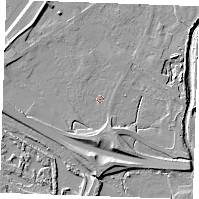 Shaded relief map of the ground around PE305RJ, computed from Environment Agency LiDAR. The ground here sits at about 3 m above sea level and falls 10 m across the surrounding 800 m. Surface water reaching this point runs off ground lying to the south, 6.4 m higher.