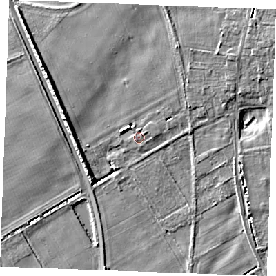 Shaded relief map of the ground around PE316NR, computed from Environment Agency LiDAR. The ground here sits at about 7 m above sea level and falls 7 m across the surrounding 800 m. Surface water reaching this point runs off ground lying to the north-east, 3.6 m higher.