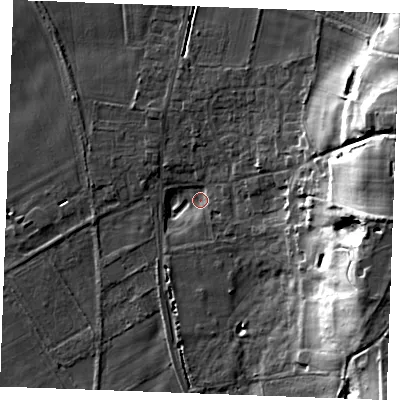 Shaded relief map of the ground around PE316TE, computed from Environment Agency LiDAR. The ground here sits at about 8 m above sea level and falls 27 m across the surrounding 800 m. Surface water reaching this point runs off ground lying to the east, 25.9 m higher.