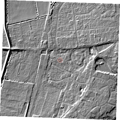 Shaded relief map of the ground around PE317TH, computed from Environment Agency LiDAR. The ground here sits at about 5 m above sea level and falls 7 m across the surrounding 800 m. Surface water reaching this point runs off ground lying to the east, 0.6 m higher.