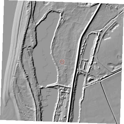 Shaded relief map of the ground around PE317UT, computed from Environment Agency LiDAR. The ground here sits at about 3 m above sea level and falls 7 m across the surrounding 800 m. Surface water reaching this point runs off ground lying to the south-east, 4.8 m higher.