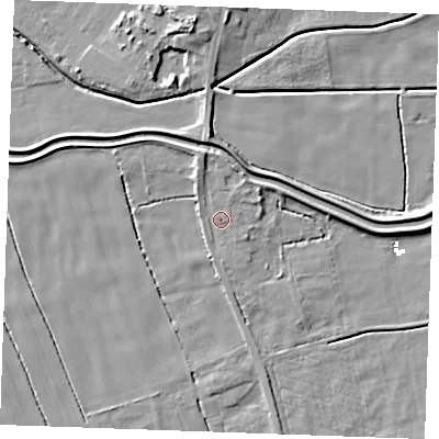 Shaded relief map of the ground around PE330AY, computed from Environment Agency LiDAR. The ground here sits at about 3 m above sea level and falls 9 m across the surrounding 800 m. Surface water reaching this point runs off ground lying to the north-north-west, 2.7 m higher.