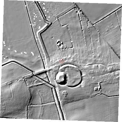 Shaded relief map of the ground around PE330SE, computed from Environment Agency LiDAR. The ground here sits at about 4 m above sea level and falls 12 m across the surrounding 800 m. Surface water reaching this point runs off ground lying to the south-south-west, 0.8 m higher.