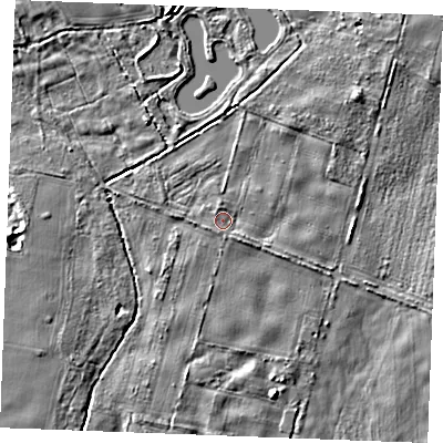 Shaded relief map of the ground around PE339BL, computed from Environment Agency LiDAR. The ground here sits at about 8 m above sea level and falls 5 m across the surrounding 800 m. Surface water reaching this point runs off ground lying to the south-east, 1.3 m higher.