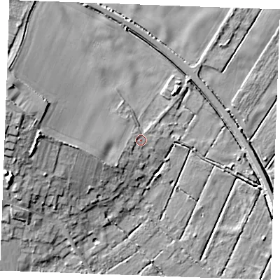 Shaded relief map of the ground around PE339TA, computed from Environment Agency LiDAR. The ground here sits at about 5 m above sea level and falls 17 m across the surrounding 800 m. Surface water reaching this point runs off ground lying to the south-west, 3.2 m higher.