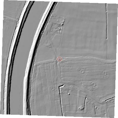 Shaded relief map of the ground around PE343AS, computed from Environment Agency LiDAR. The ground here sits at about 3 m above sea level and falls 8 m across the surrounding 800 m. Surface water reaching this point runs off ground lying to the south-west, 1.2 m higher.