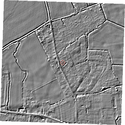 Shaded relief map of the ground around PE344AS, computed from Environment Agency LiDAR. The ground here sits at about 3 m above sea level and falls 3 m across the surrounding 800 m. Surface water reaching this point runs off ground lying to the west-south-west, 1.3 m higher.