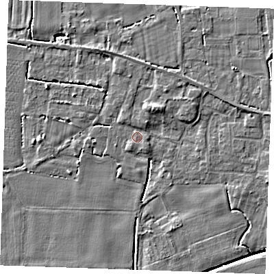 Shaded relief map of the ground around PE344EA, computed from Environment Agency LiDAR. The ground here sits at about 3 m above sea level and falls 5 m across the surrounding 800 m. Surface water reaching this point runs off ground lying to the north-north-east, 0.9 m higher.