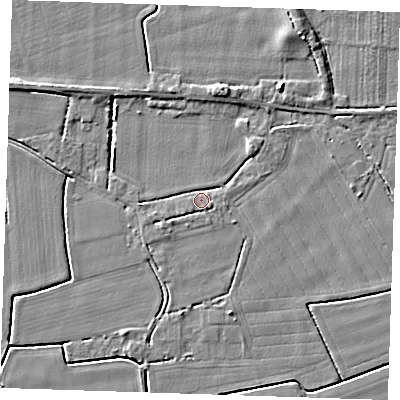 Shaded relief map of the ground around PE344HB, computed from Environment Agency LiDAR. The ground here sits at about 3 m above sea level and falls 5 m across the surrounding 800 m. Surface water reaching this point runs off ground lying to the north-north-east, 3.6 m higher.
