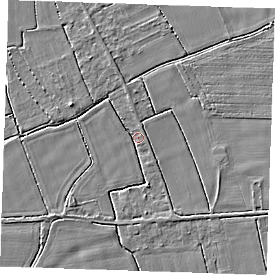 Shaded relief map of the ground around PE344HX, computed from Environment Agency LiDAR. The ground here sits at about 3 m above sea level and falls 3 m across the surrounding 800 m. Surface water reaching this point runs off ground lying to the south-south-east, 3.1 m higher.
