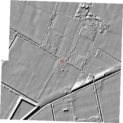 Shaded relief map of the ground around PE344JN, computed from Environment Agency LiDAR. The ground here sits at about 3 m above sea level and falls 5 m across the surrounding 800 m. Surface water reaching this point runs off ground lying to the west-north-west, 1.4 m higher.