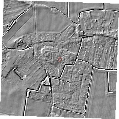 Shaded relief map of the ground around PE344LJ, computed from Environment Agency LiDAR. The ground here sits at about 3 m above sea level and falls 4 m across the surrounding 800 m. Surface water reaching this point runs off ground lying to the north-north-west, 0.9 m higher.