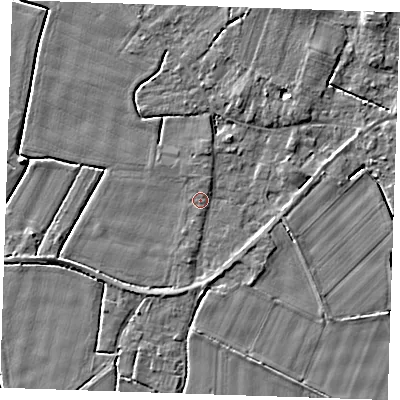 Shaded relief map of the ground around PE344NU, computed from Environment Agency LiDAR. The ground here sits at about 3 m above sea level and falls 5 m across the surrounding 800 m. Surface water reaching this point runs off ground lying to the south-south-west, 1.8 m higher.