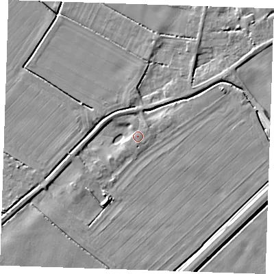 Shaded relief map of the ground around PE344RT, computed from Environment Agency LiDAR. The ground here sits at about 3 m above sea level and falls 6 m across the surrounding 800 m. Surface water reaching this point runs off ground lying to the north-west, 2.8 m higher.