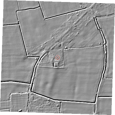 Shaded relief map of the ground around PE344XJ, computed from Environment Agency LiDAR. The ground here sits at about 3 m above sea level and falls 4 m across the surrounding 800 m. Surface water reaching this point runs off ground lying to the south-south-west, 0.7 m higher.
