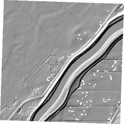 Shaded relief map of the ground around PE380AY, computed from Environment Agency LiDAR. The ground here sits at about 1 m above sea level and falls 11 m across the surrounding 800 m. Surface water reaching this point runs off ground lying to the south, 7.7 m higher.