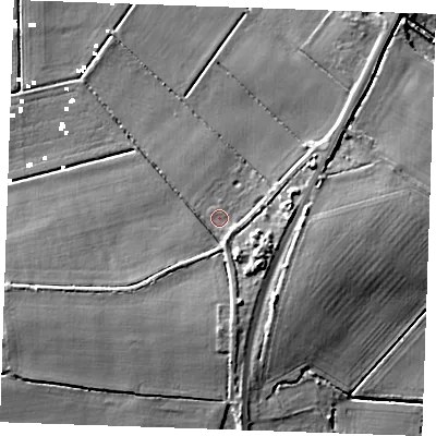 Shaded relief map of the ground around PE380HN, computed from Environment Agency LiDAR. The ground here sits at about 3 m above sea level and falls 9 m across the surrounding 800 m. Surface water reaching this point runs off ground lying to the south-south-east, 0.7 m higher.