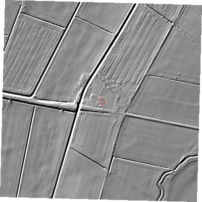 Shaded relief map of the ground around PE67TU, computed from Environment Agency LiDAR. The ground here sits at about 3 m above sea level and falls 5 m across the surrounding 800 m. Surface water reaching this point runs off ground lying to the east-south-east, 1.2 m higher.