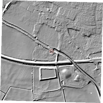 Shaded relief map of the ground around PE71UH, computed from Environment Agency LiDAR. The ground here sits at about 3 m above sea level and falls 9 m across the surrounding 800 m. Surface water reaching this point runs off ground lying to the east-south-east, 4.3 m higher.
