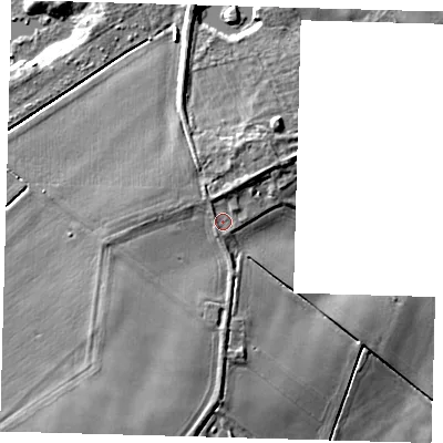 Shaded relief map of the ground around PE72DD, computed from Environment Agency LiDAR. The ground here sits at about 3 m above sea level and falls 7 m across the surrounding 800 m. Surface water reaching this point runs off ground lying to the north-north-east, 1.4 m higher.