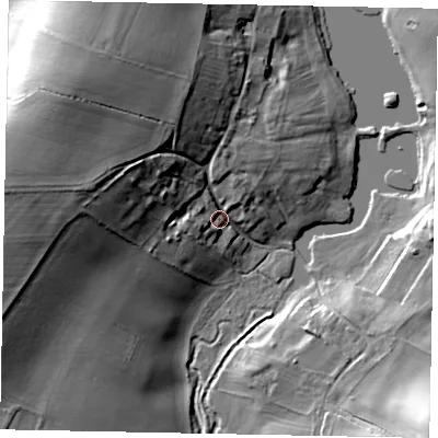 Shaded relief map of the ground around PE86YN, computed from Environment Agency LiDAR. The ground here sits at about 59 m above sea level and falls 31 m across the surrounding 800 m. Surface water reaching this point runs off ground lying to the north-west, 26.2 m higher.