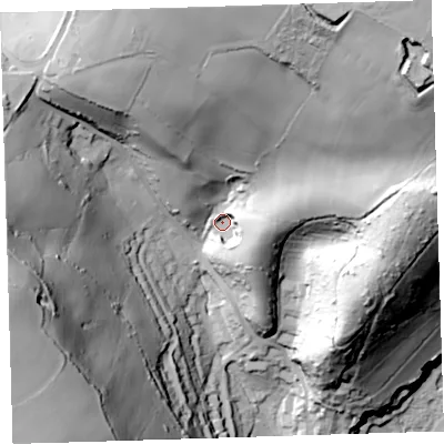 Shaded relief map of the ground around PL101FF, computed from Environment Agency LiDAR. The ground here sits at about 31 m above sea level and falls 119 m across the surrounding 800 m. Surface water reaching this point runs off ground lying to the north-east, 87.7 m higher.