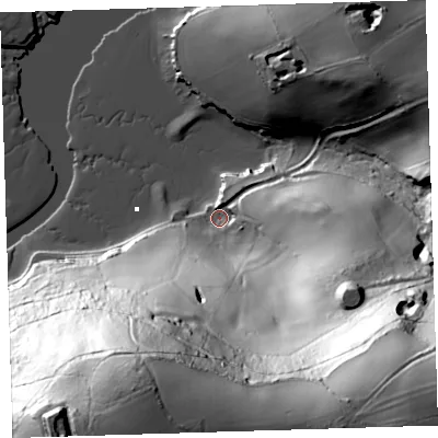Shaded relief map of the ground around PL101HR, computed from Environment Agency LiDAR. The ground here sits at about 4 m above sea level and falls 113 m across the surrounding 800 m. Surface water reaching this point runs off ground lying to the south-east, 107.2 m higher.