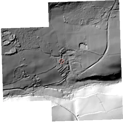 Shaded relief map of the ground around PL145AS, computed from Environment Agency LiDAR. The ground here sits at about 151 m above sea level and falls 91 m across the surrounding 800 m. Surface water reaching this point runs off ground lying to the west-north-west, 56.8 m higher.