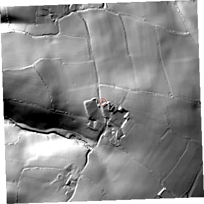 Shaded relief map of the ground around PL146HX, computed from Environment Agency LiDAR. The ground here sits at about 149 m above sea level and falls 82 m across the surrounding 800 m. Surface water reaching this point runs off ground lying to the east-south-east, 11.7 m higher.