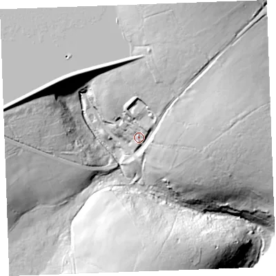 Shaded relief map of the ground around PL146PX, computed from Environment Agency LiDAR. The ground here sits at about 239 m above sea level and falls 56 m across the surrounding 800 m. Surface water reaching this point runs off ground lying to the north-north-east, 28.2 m higher.