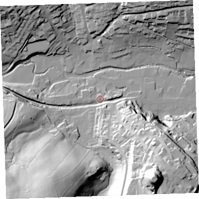 Shaded relief map of the ground around PL158DQ, computed from Environment Agency LiDAR. The ground here sits at about 71 m above sea level and falls 91 m across the surrounding 800 m. Surface water reaching this point runs off ground lying to the south-east, 85.4 m higher.
