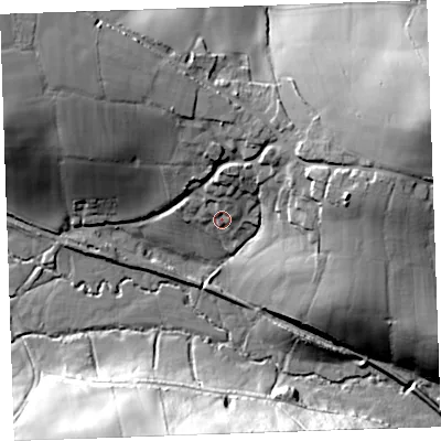 Shaded relief map of the ground around PL158SS, computed from Environment Agency LiDAR. The ground here sits at about 118 m above sea level and falls 36 m across the surrounding 800 m. Surface water reaching this point runs off ground lying to the north-north-east, 10.0 m higher.