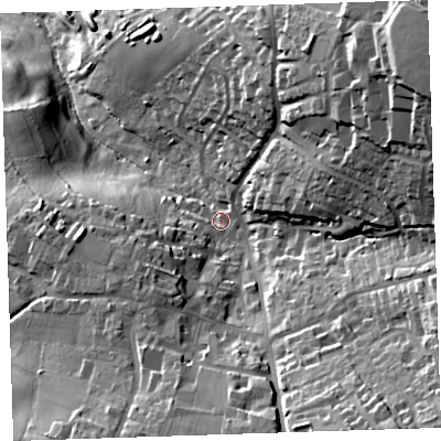 Shaded relief map of the ground around PL177GB, computed from Environment Agency LiDAR. The ground here sits at about 139 m above sea level and falls 61 m across the surrounding 800 m. Surface water reaching this point runs off ground lying to the north-east, 37.5 m higher.