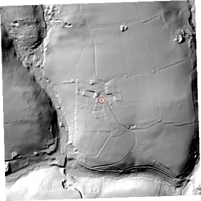 Shaded relief map of the ground around PL178AH, computed from Environment Agency LiDAR. The ground here sits at about 131 m above sea level and falls 87 m across the surrounding 800 m. Surface water reaching this point runs off ground lying to the north, 36.8 m higher.