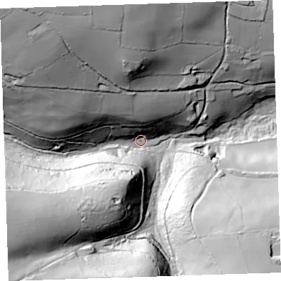 Shaded relief map of the ground around PL178LQ, computed from Environment Agency LiDAR. The ground here sits at about 42 m above sea level and falls 94 m across the surrounding 800 m. Surface water reaching this point runs off ground lying to the north-west, 83.9 m higher.