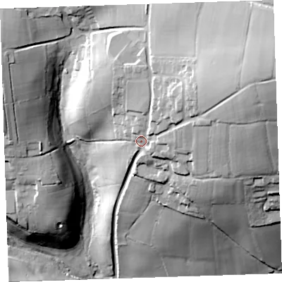 Shaded relief map of the ground around PL178NY, computed from Environment Agency LiDAR. The ground here sits at about 140 m above sea level and falls 69 m across the surrounding 800 m. Surface water reaching this point runs off ground lying to the east-north-east, 22.4 m higher.