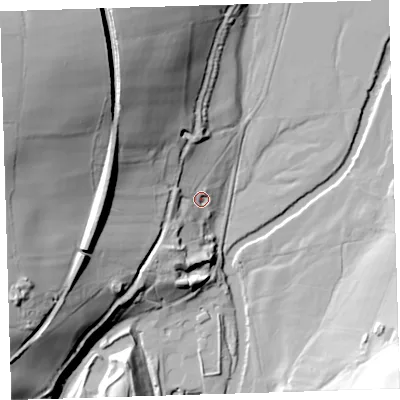 Shaded relief map of the ground around PL198JR, computed from Environment Agency LiDAR. The ground here sits at about 70 m above sea level and falls 71 m across the surrounding 800 m. Surface water reaching this point runs off ground lying to the west-south-west, 30.8 m higher.