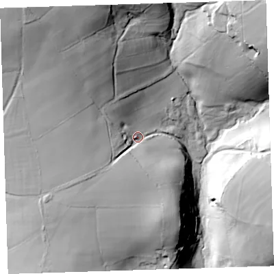 Shaded relief map of the ground around PL198QZ, computed from Environment Agency LiDAR. The ground here sits at about 118 m above sea level and falls 82 m across the surrounding 800 m. Surface water reaching this point runs off ground lying to the west-north-west, 28.9 m higher.