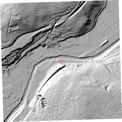 Shaded relief map of the ground around PL199JB, computed from Environment Agency LiDAR. The ground here sits at about 83 m above sea level and falls 81 m across the surrounding 800 m. Surface water reaching this point runs off ground lying to the south-south-east, 60.5 m higher.
