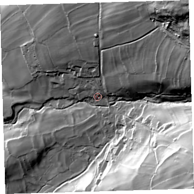 Shaded relief map of the ground around PL199NN, computed from Environment Agency LiDAR. The ground here sits at about 163 m above sea level and falls 116 m across the surrounding 800 m. Surface water reaching this point runs off ground lying to the north-east, 42.8 m higher.