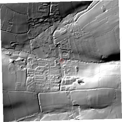 Shaded relief map of the ground around PL207NA, computed from Environment Agency LiDAR. The ground here sits at about 92 m above sea level and falls 57 m across the surrounding 800 m. Surface water reaching this point runs off ground lying to the east-south-east, 45.2 m higher.