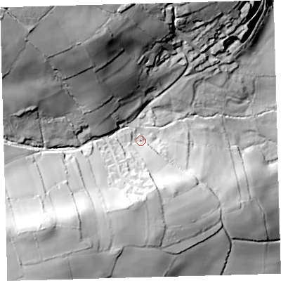 Shaded relief map of the ground around PL219SJ, computed from Environment Agency LiDAR. The ground here sits at about 121 m above sea level and falls 103 m across the surrounding 800 m. Surface water reaching this point runs off ground lying to the north-west, 71.9 m higher.