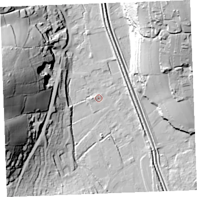 Shaded relief map of the ground around PL242NA, computed from Environment Agency LiDAR. The ground here sits at about 4 m above sea level and falls 60 m across the surrounding 800 m. Surface water reaching this point runs off ground lying to the west, 57.8 m higher.