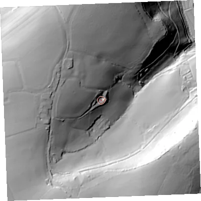 Shaded relief map of the ground around PL266LY, computed from Environment Agency LiDAR. The ground here sits at about 60 m above sea level and falls 92 m across the surrounding 800 m. Surface water reaching this point runs off ground lying to the west-north-west, 33.0 m higher.