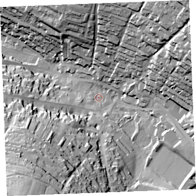 Shaded relief map of the ground around PL312DR, computed from Environment Agency LiDAR. The ground here sits at about 81 m above sea level and falls 84 m across the surrounding 800 m. Surface water reaching this point runs off ground lying to the south-west, 73.0 m higher.