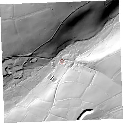 Shaded relief map of the ground around PL339EY, computed from Environment Agency LiDAR. The ground here sits at about 99 m above sea level and falls 60 m across the surrounding 800 m. Surface water reaching this point runs off ground lying to the south-east, 42.9 m higher.